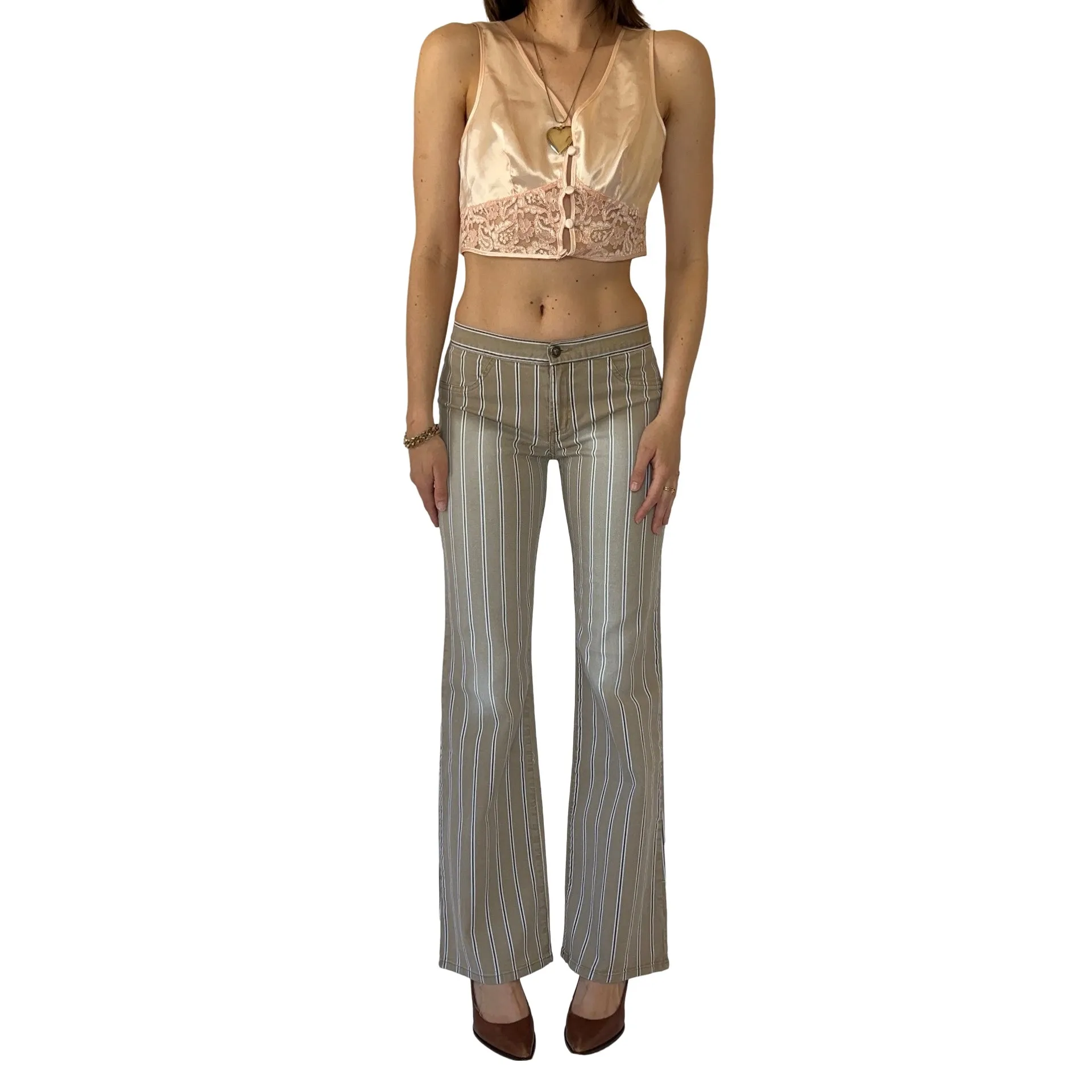 90s Nude Stripe Flares (XS)