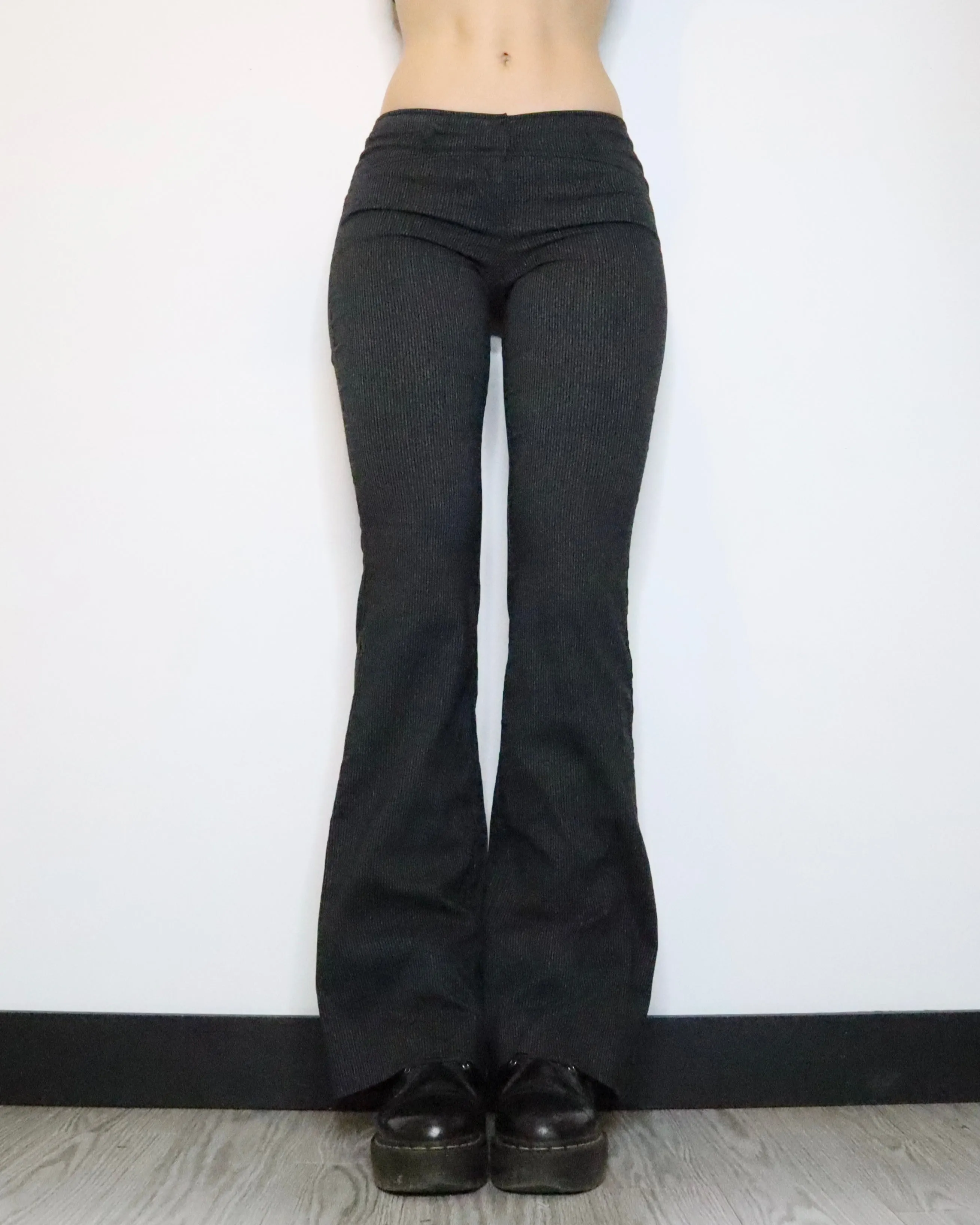 Black Pinstripe Flare Pants (XS-S) 