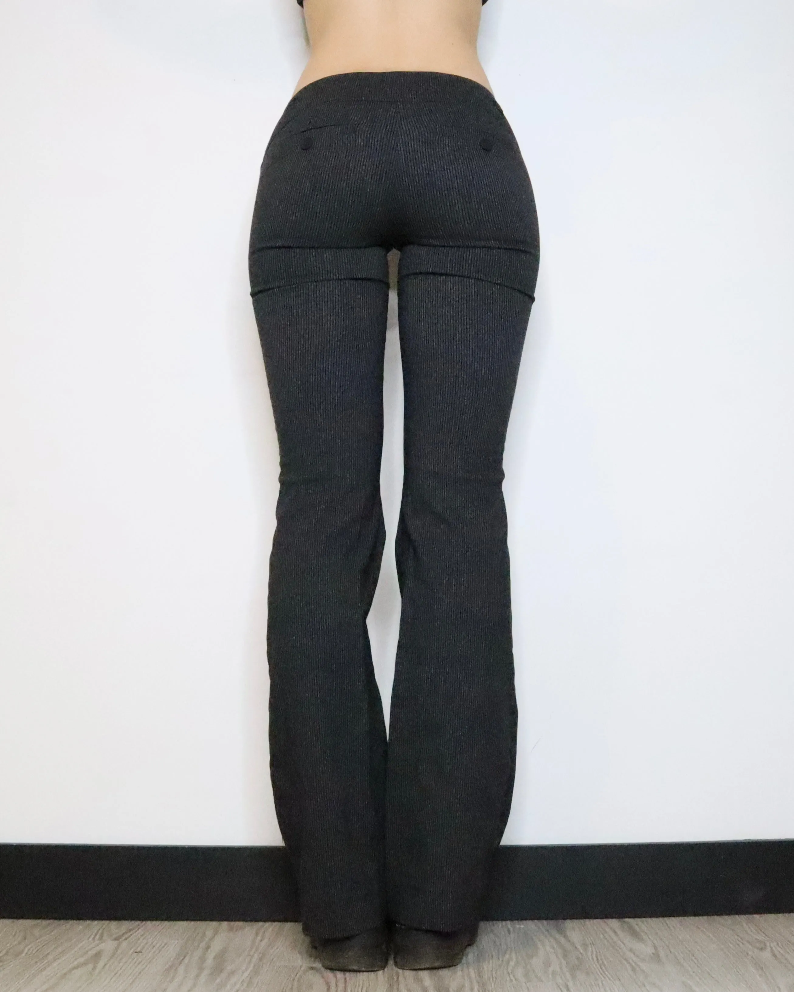 Black Pinstripe Flare Pants (XS-S) 