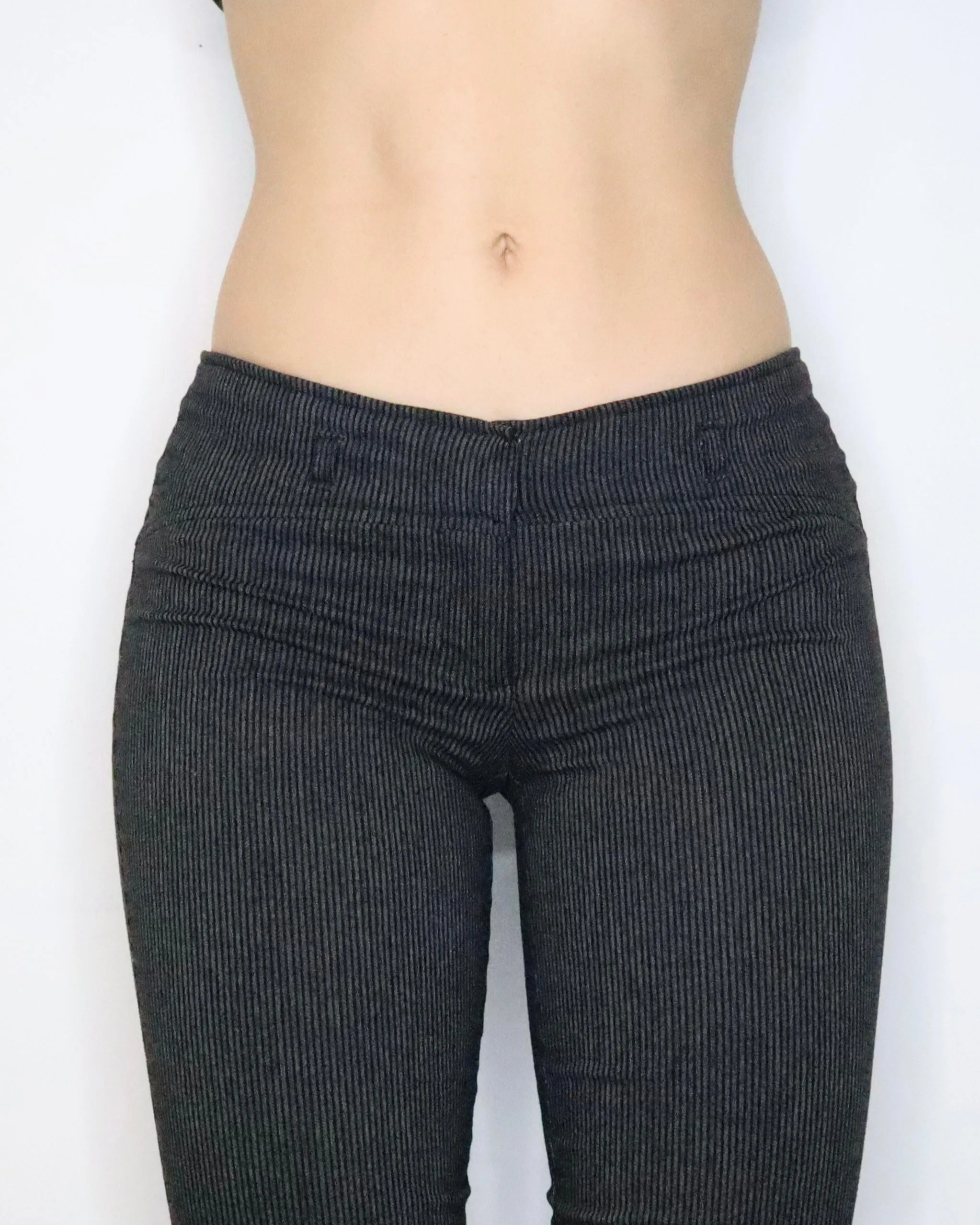 Black Pinstripe Flare Pants (XS-S) 