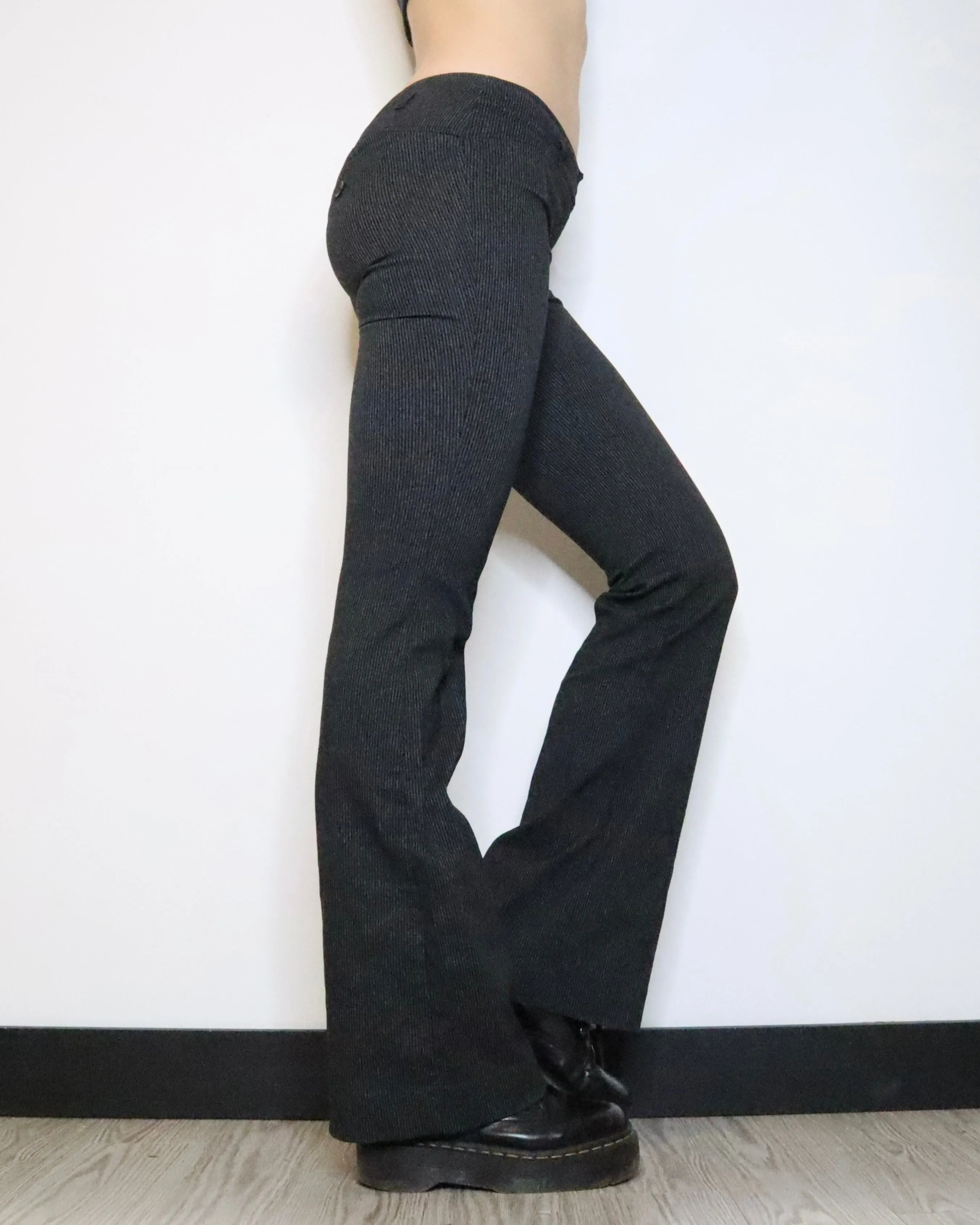Black Pinstripe Flare Pants (XS-S) 