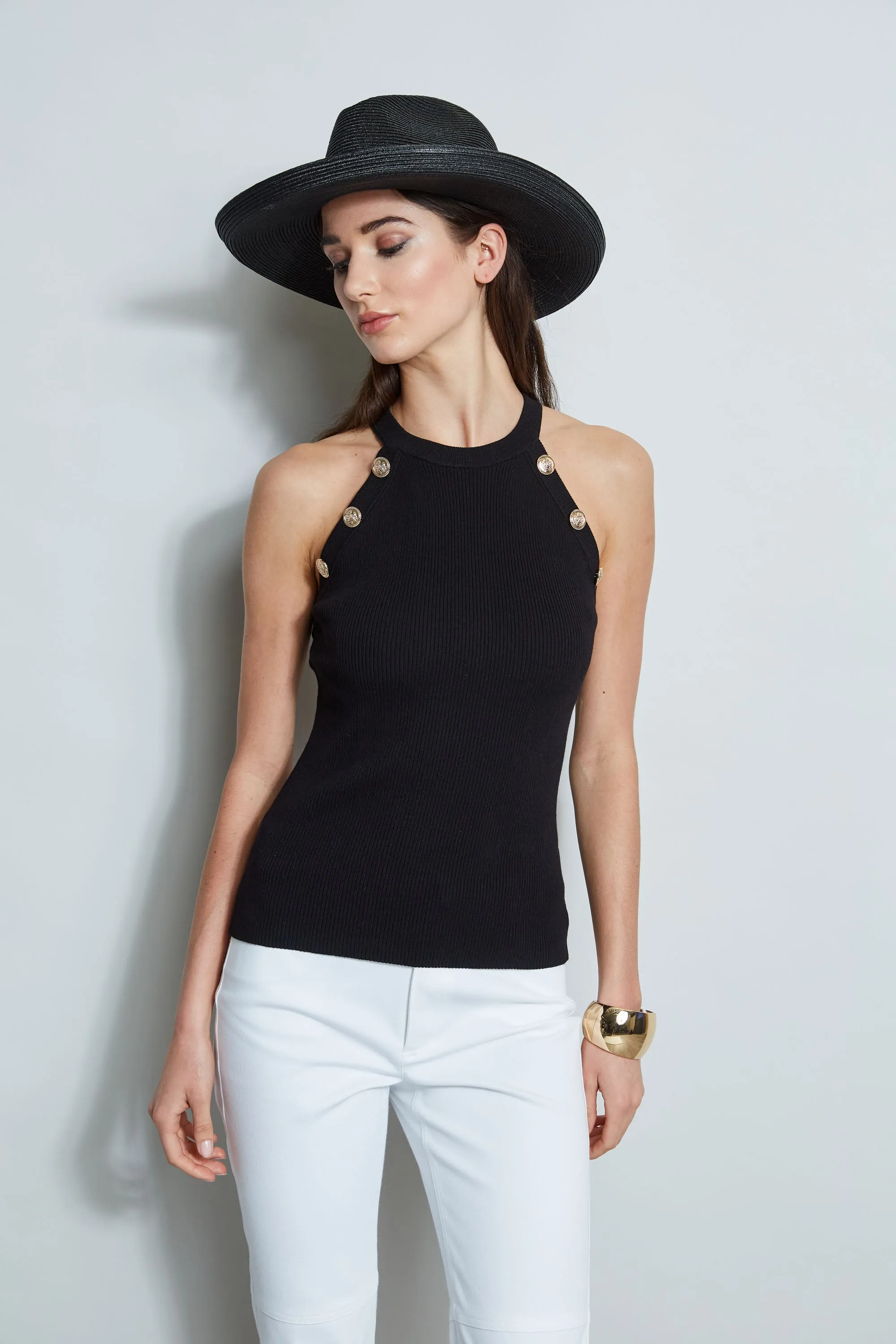 Halter Button Rib Tank