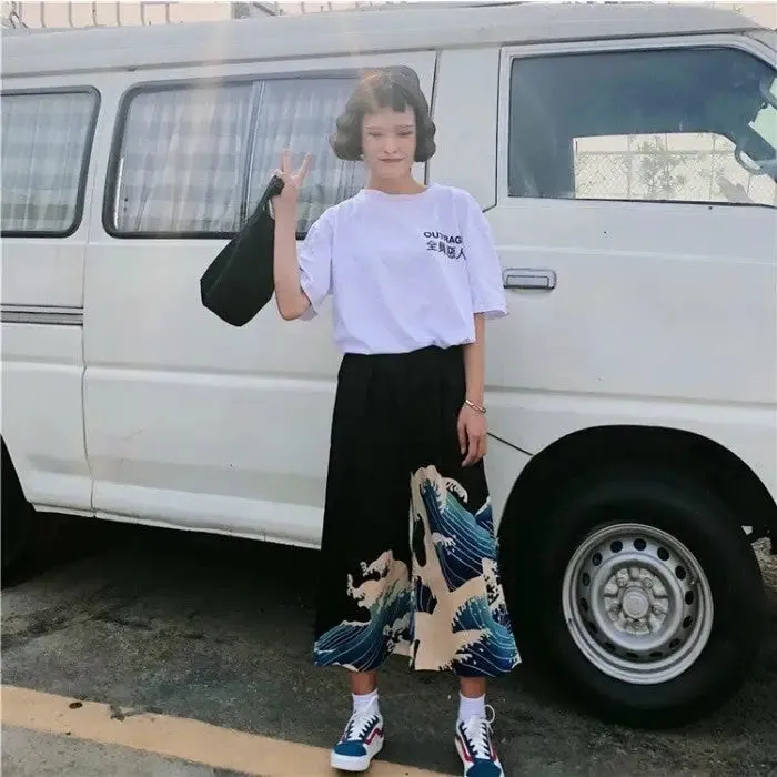 Japanese Harajuku The Great Wave Pants