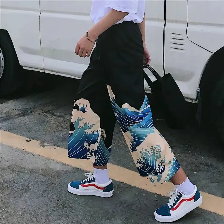 Japanese Harajuku The Great Wave Pants