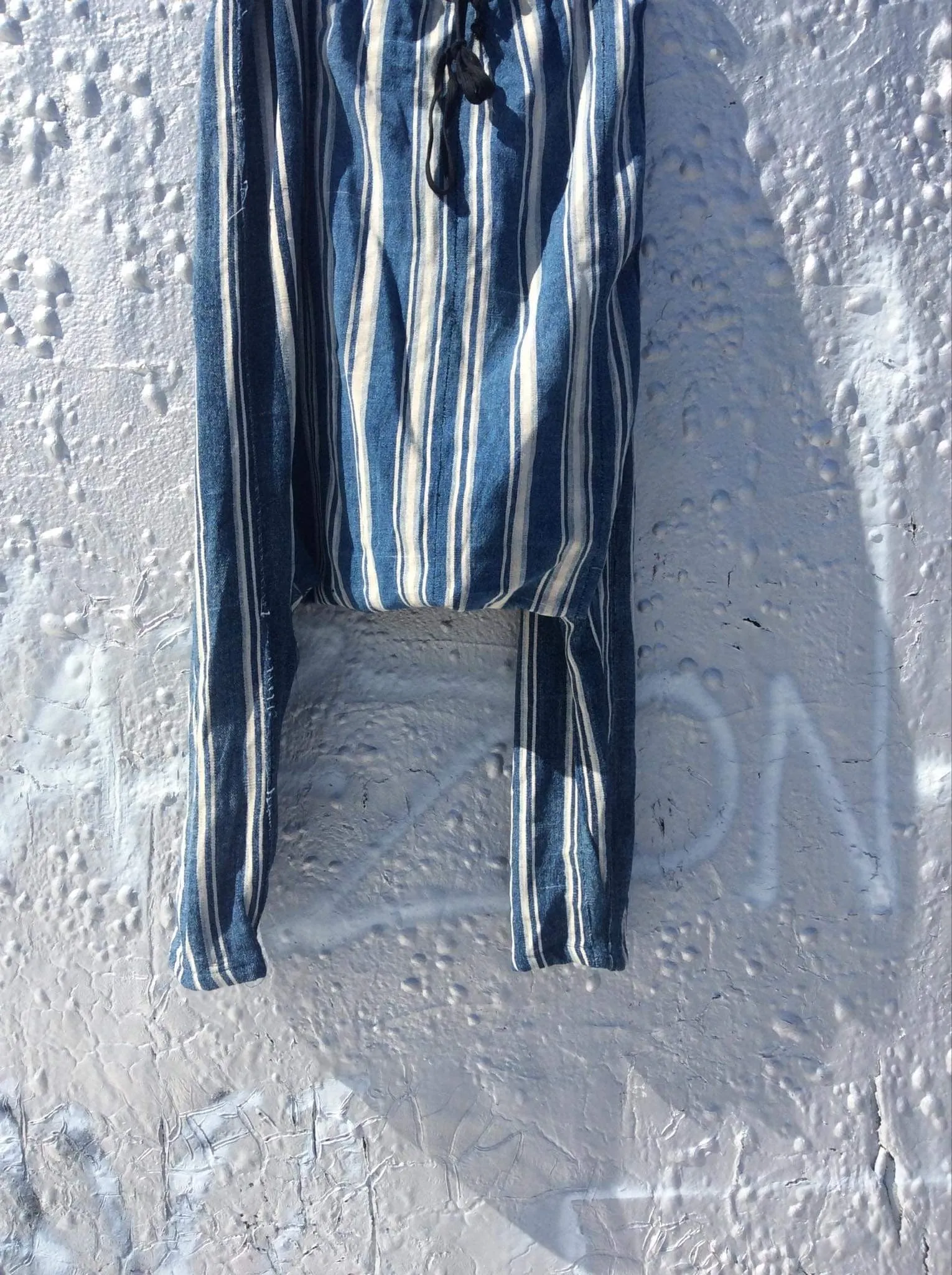 Joshua  stripe pants low crotch unisex cotton indigo palazzo pants