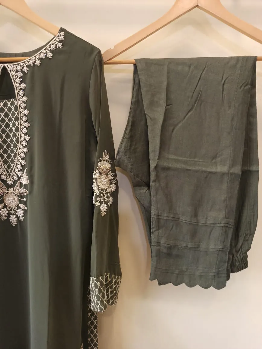 Mehendi Green Georgette Kurta Set