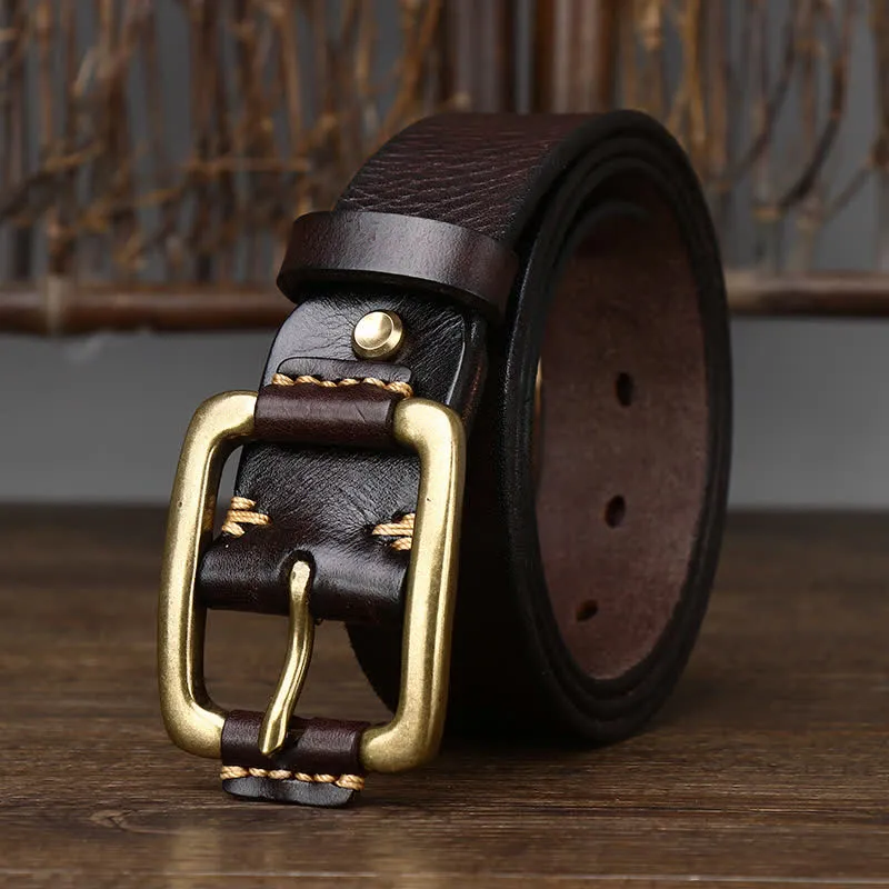 Men's Leisure Heavy Copper Buckle Leather Belt