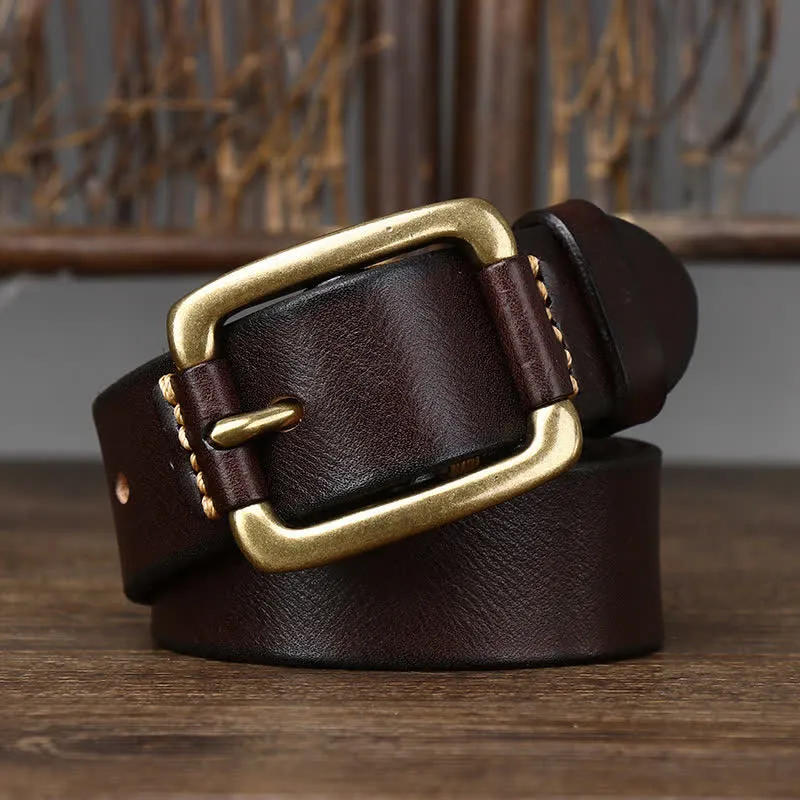Men's Leisure Heavy Copper Buckle Leather Belt