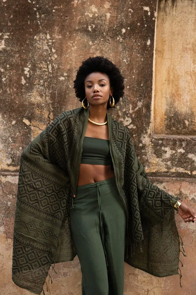 Raja Slub Scarf - Khaki