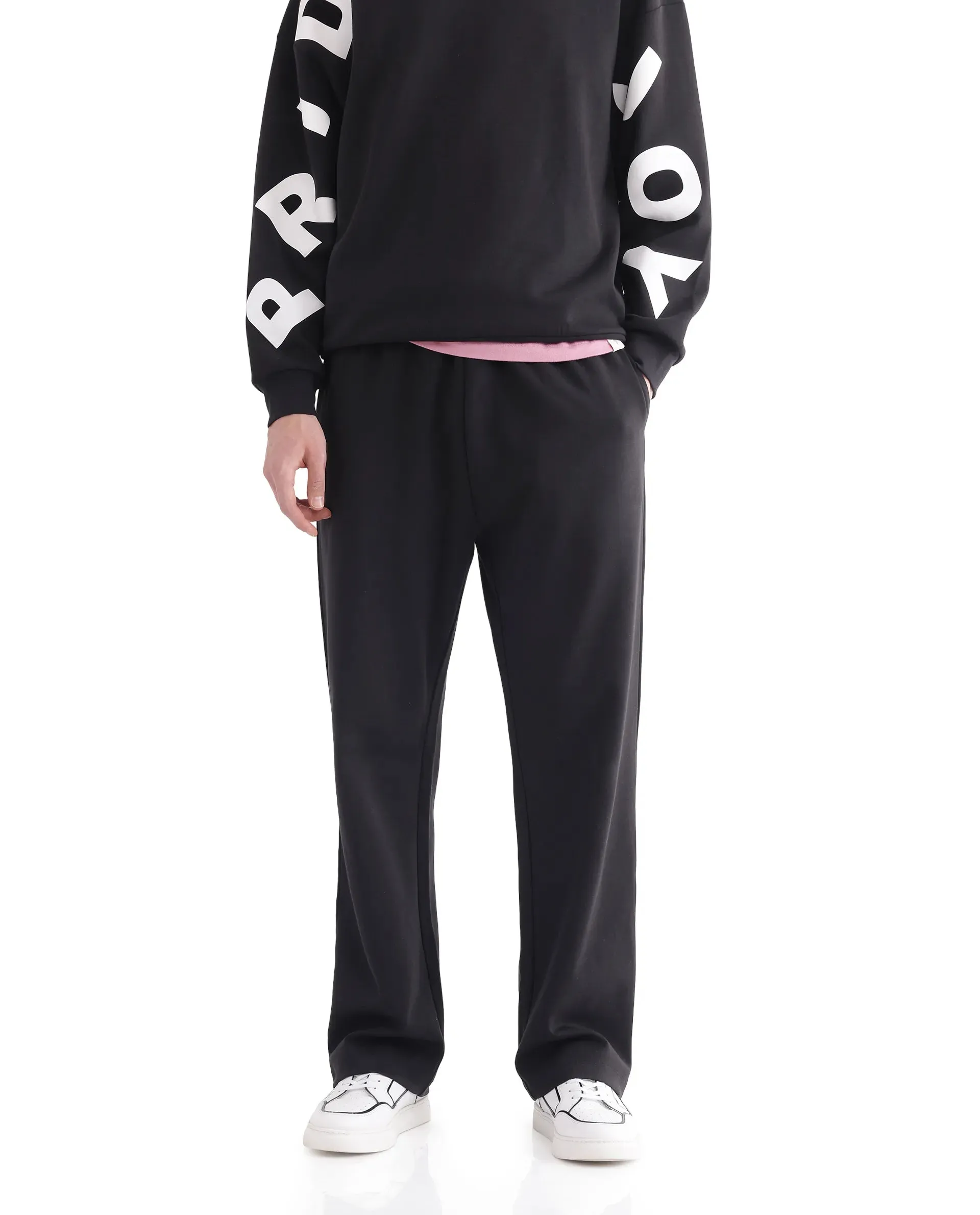 Rare Rabbit Men Ricot-B Black Printed Track Pant