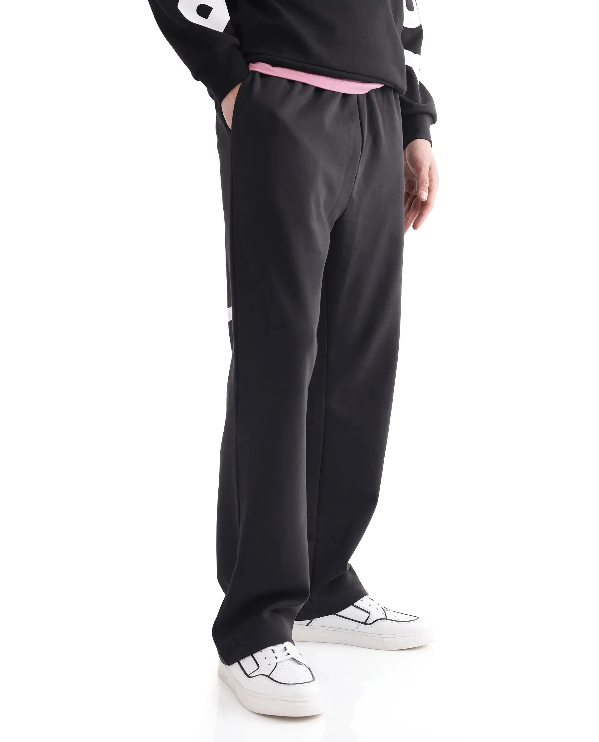 Rare Rabbit Men Ricot-B Black Printed Track Pant