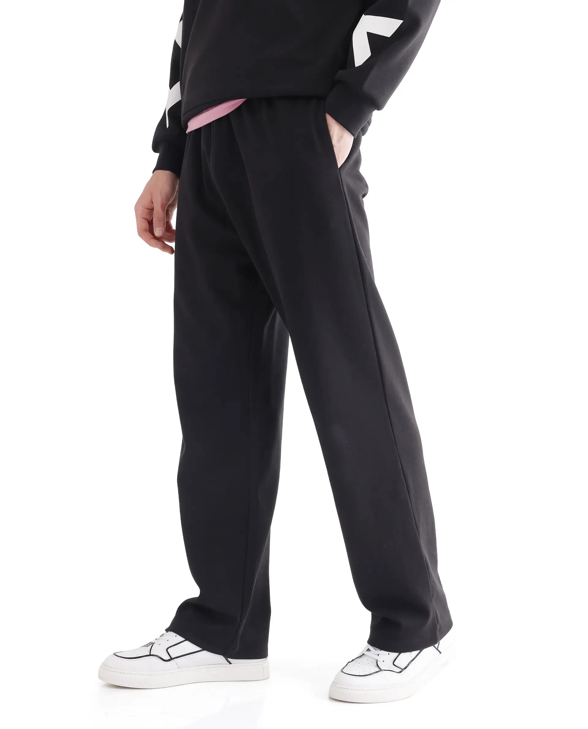 Rare Rabbit Men Ricot-B Black Printed Track Pant