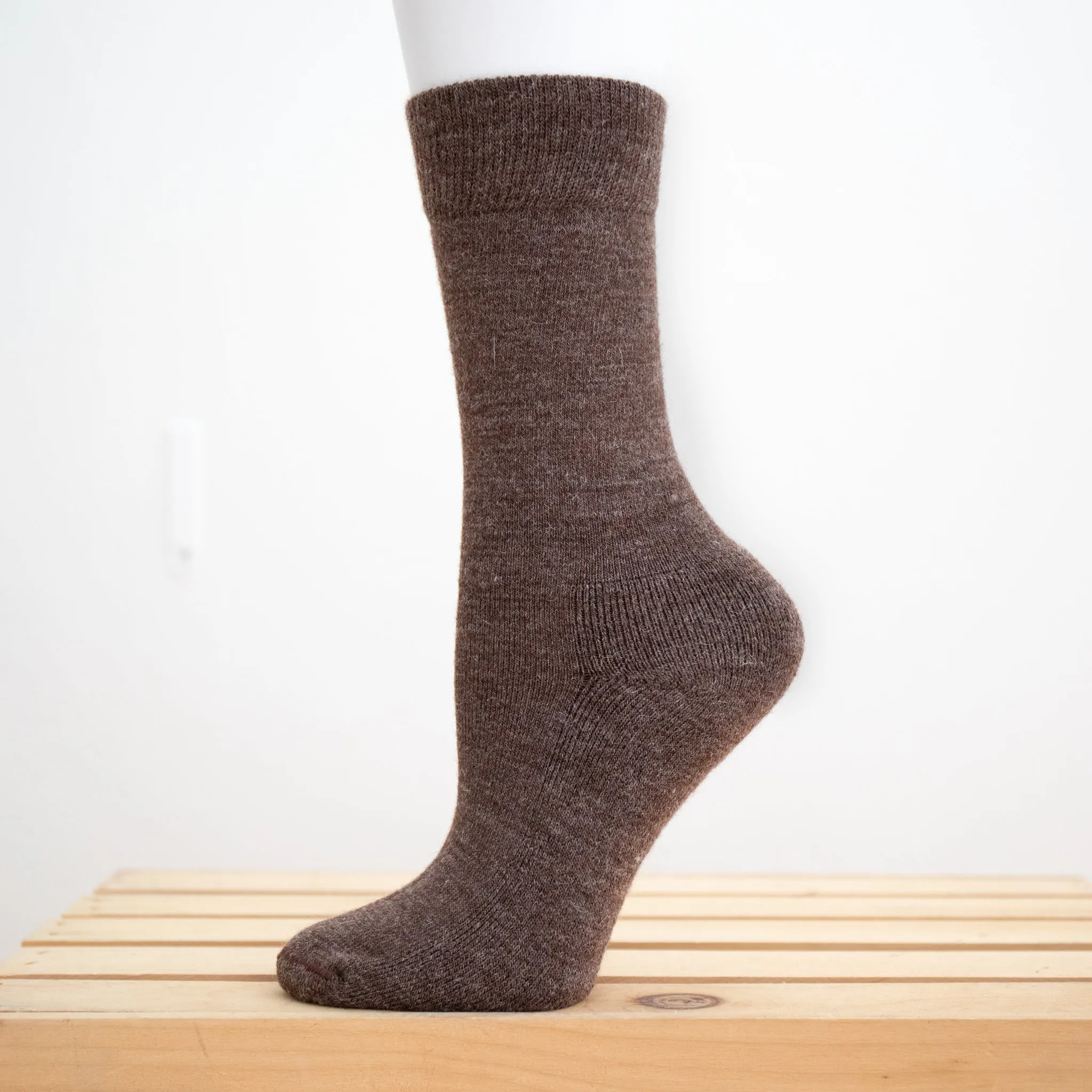Solid Colored Crew Alpaca Hiking Socks