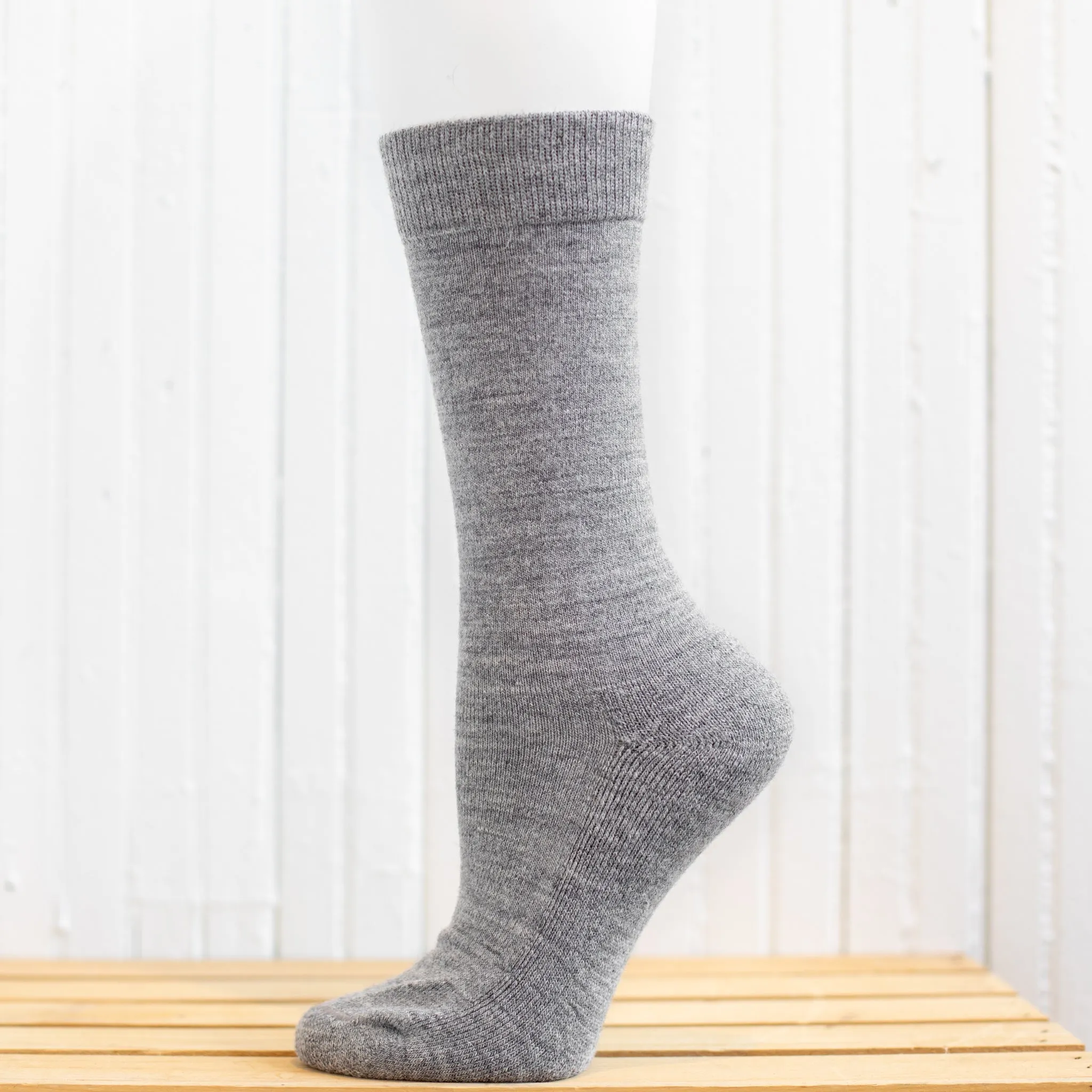 Solid Colored Crew Alpaca Hiking Socks