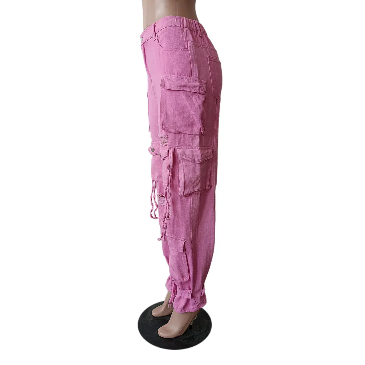 Women's Vintage Cargo Jeans Wide Leg Denim Pants