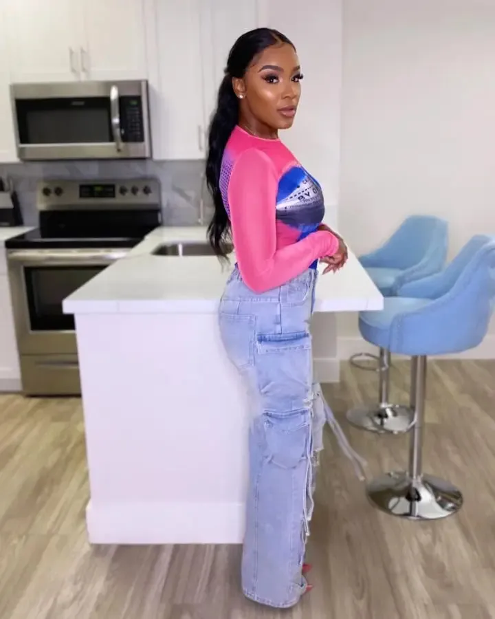 Women's Vintage Cargo Jeans Wide Leg Denim Pants