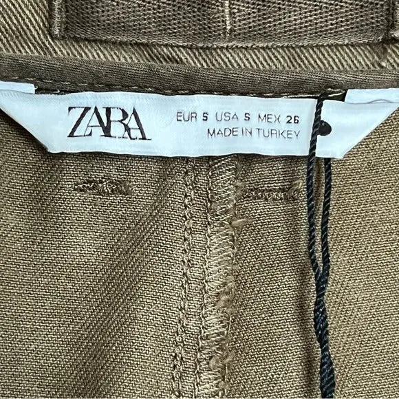 Zara Green Tapered Cotton Pants